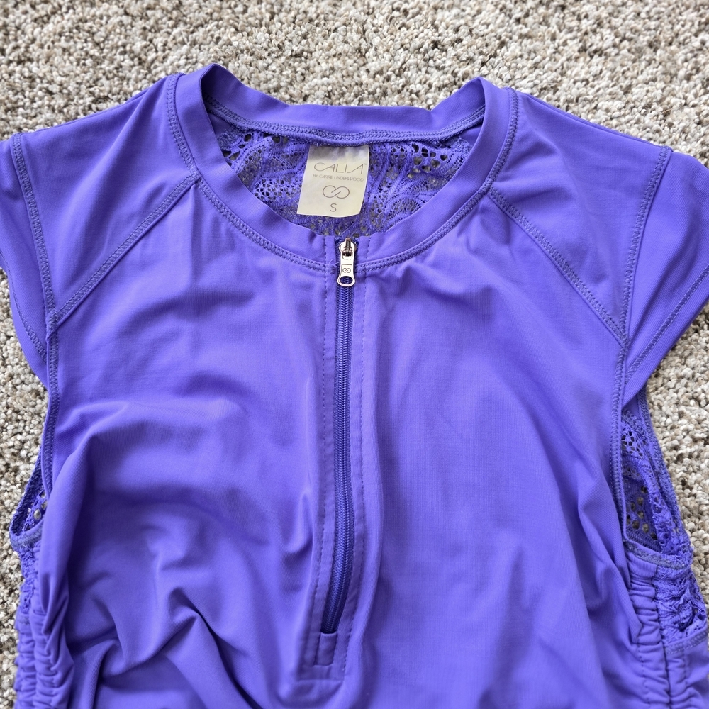 CALIA by Carrie Underwood Lavender Zip-Front Top - Picture 3 of 6